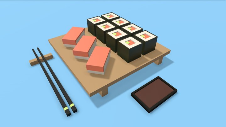 Sushi Low Poly 3D Model
