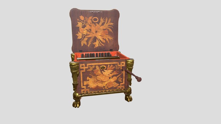 Brass and Wood Music Box 3D Model