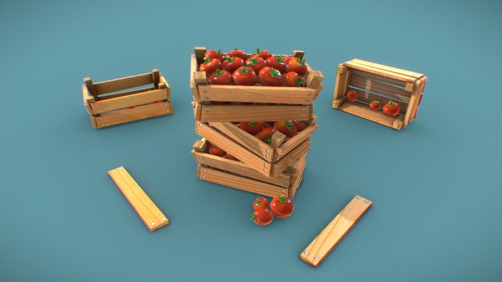 Stylized Tomato Box 3D Model