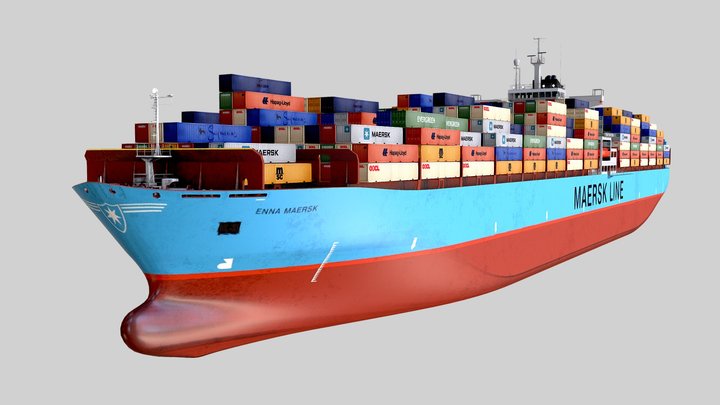 Maersk container ship lowpoly 3D Model