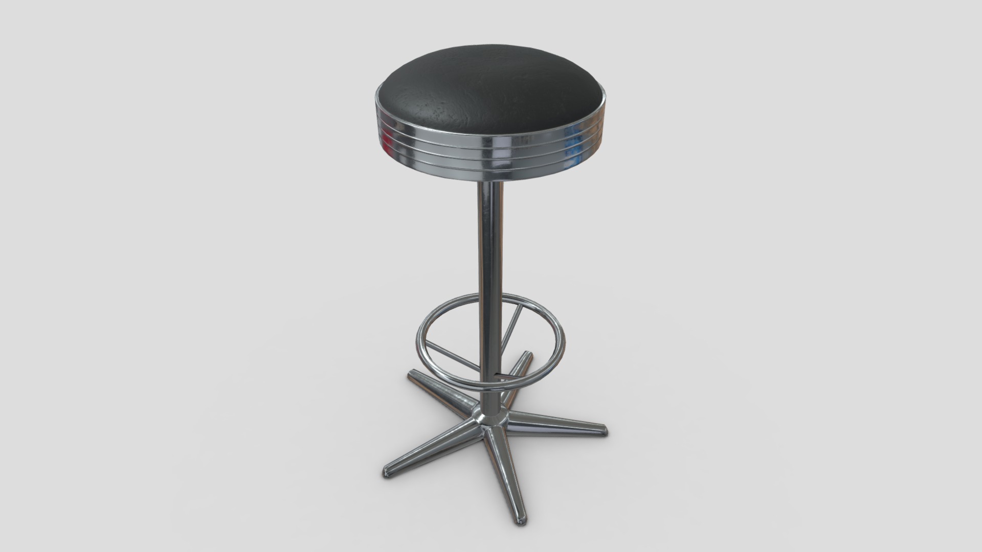 3D model Stool 4 - This is a 3D model of the Stool 4. The 3D model is about a silver and blue metal object.