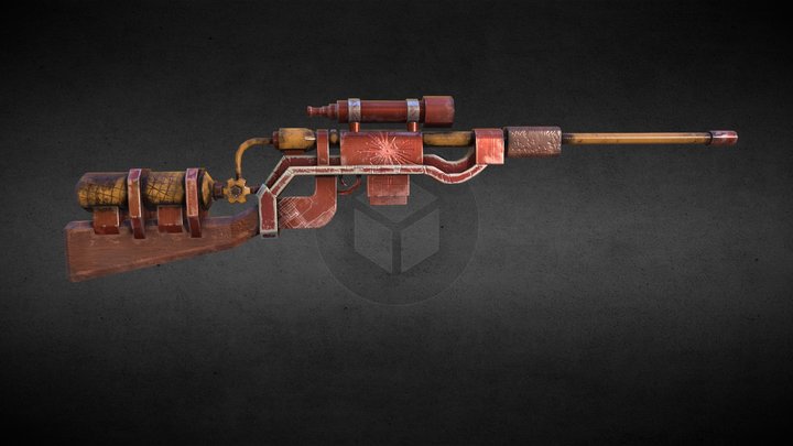 Steampunk Rifle Low 3D Model