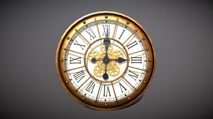 Steampunk-Style Clock 3D Model