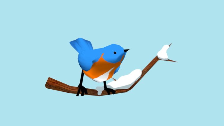 Bluebird On Branch - 3December2022Challenge 3D Model