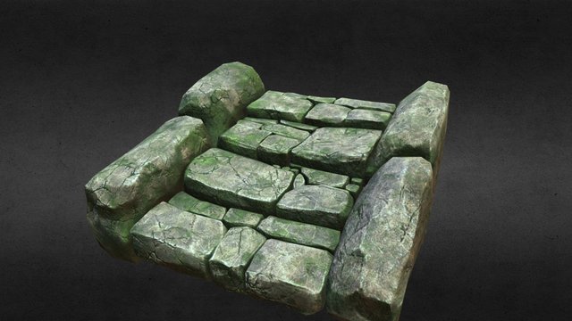 mossy stairs baked lighting 3D Model