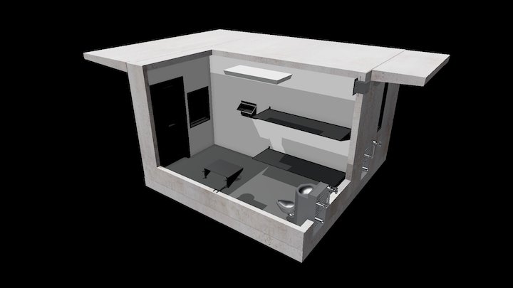 Precast Prison Cell - Rear Chase 3D Model