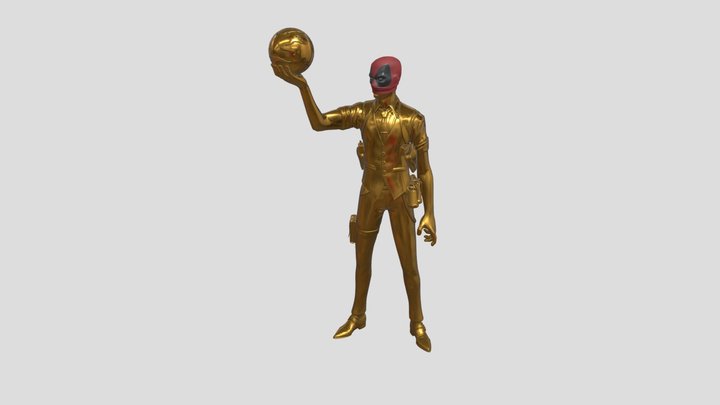 Midas statue with deadpool mask 3D Model