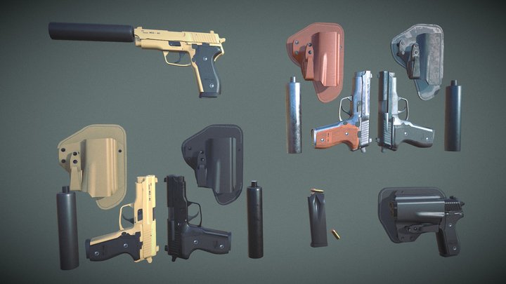 M11 Pistol Game Ready 5 Textures Low-poly 3D Model