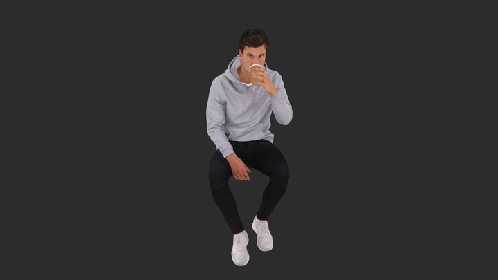 Brandon Posed 004 - Sitting Casual 3D Man 3D Model