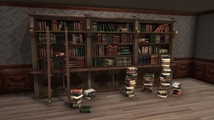 Old Classic Bookcase 3D Model