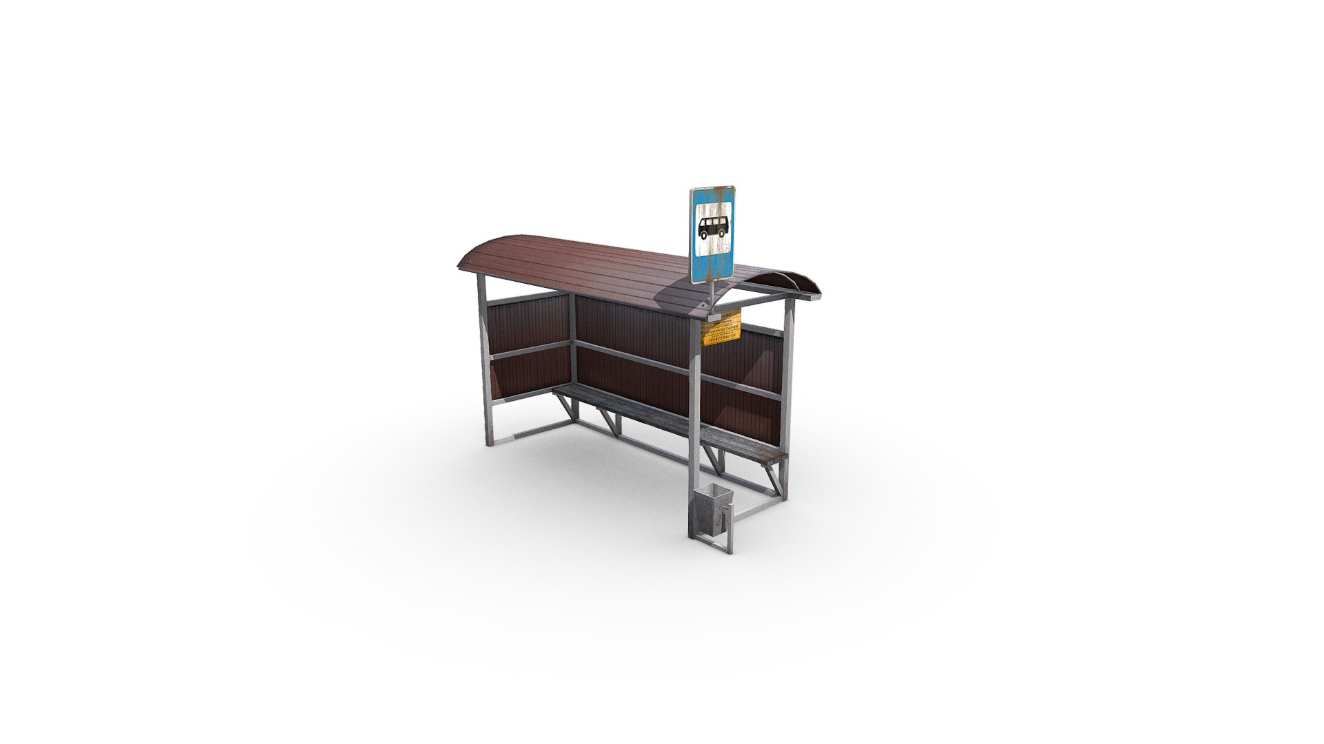 3D model Busstop - This is a 3D model of the Busstop. The 3D model is about a small wooden table.