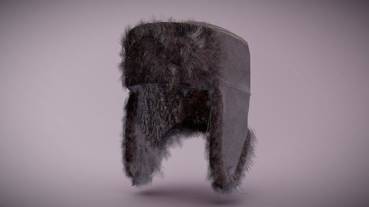 HAT - Winter Fur Hat - PBR Game Ready 3D Model
