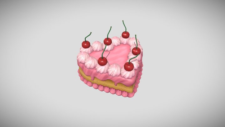 3D Stylized Pink Cake 3D Model