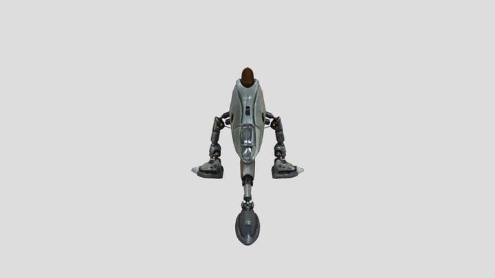 Blue mechanical walker with numbered hull 3D Model