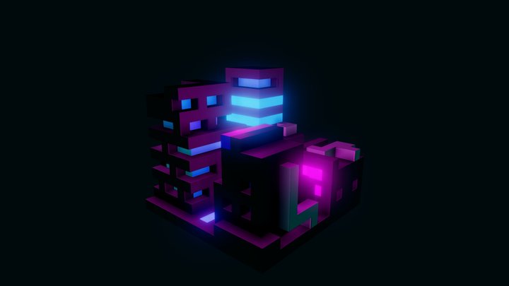 CyberPunk Isometric City 3D Model