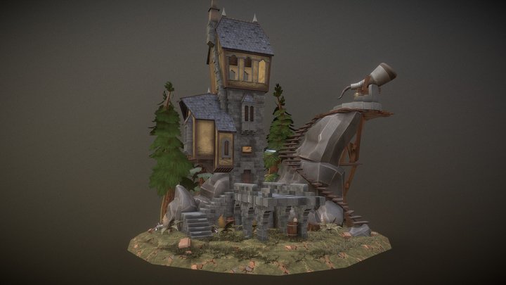 Medieval Astronomy Tower 3D Model