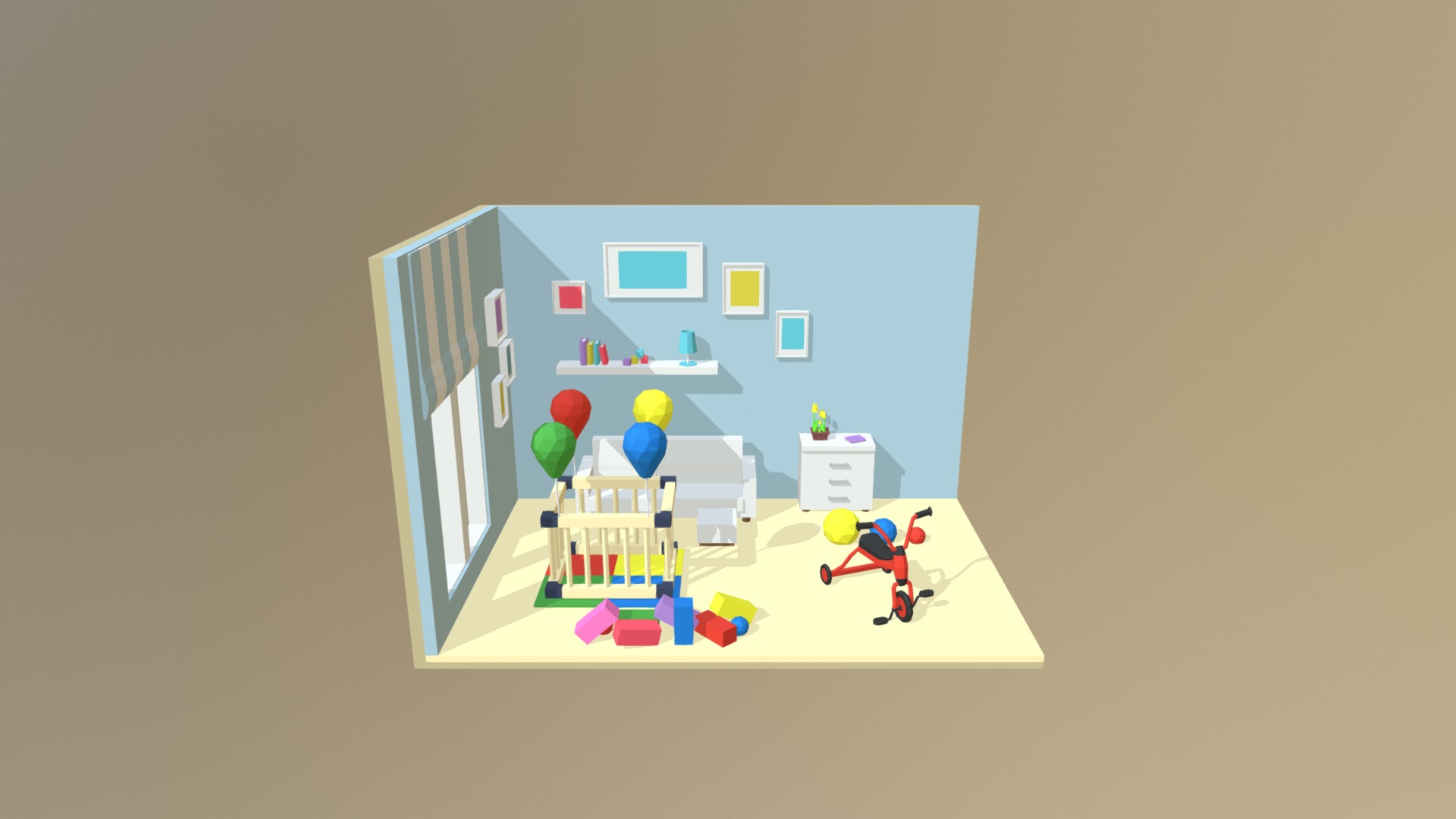 3D model Kids Room - This is a 3D model of the Kids Room. The 3D model is about a child's toy house.