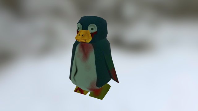Zombie Penguin Low Poly 3D Model