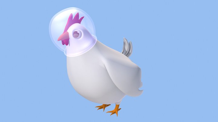 Space Chicken animated 3D Model