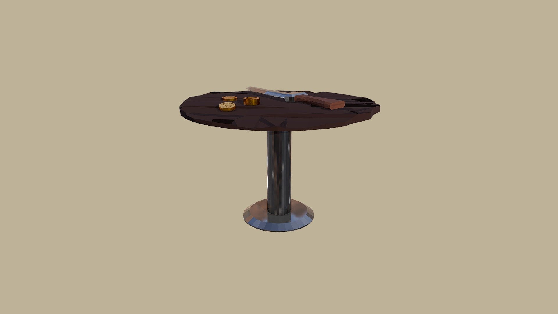 Low poly Knife on table — Sketchfab embed 3D viewer