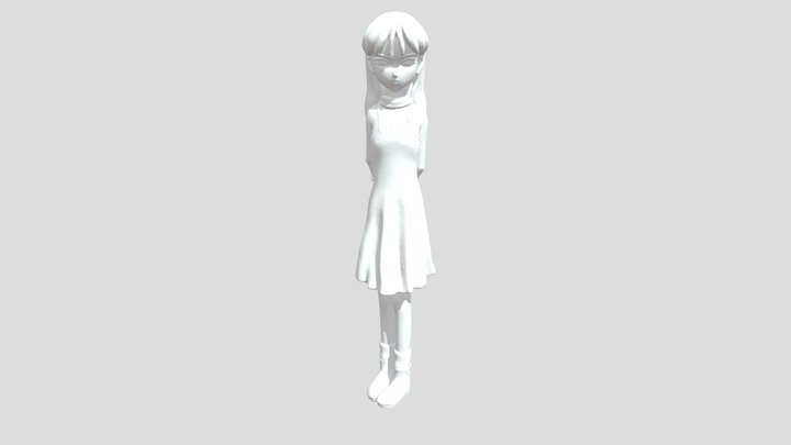 Anime Character in Pink Dress 3D Model
