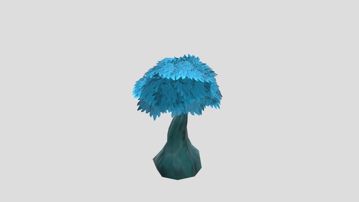 Stylized Low Poly Blue Tree 3D Model