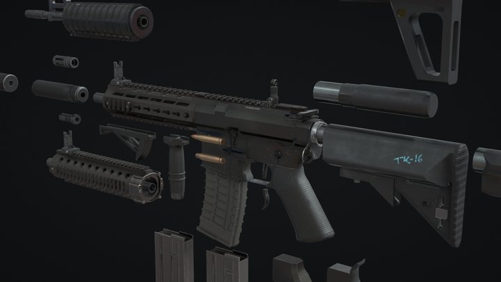 Free - M4 Modular Kit Gun 3D Model