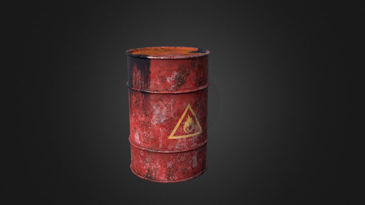 Железная бочка LowPoly 3D Model