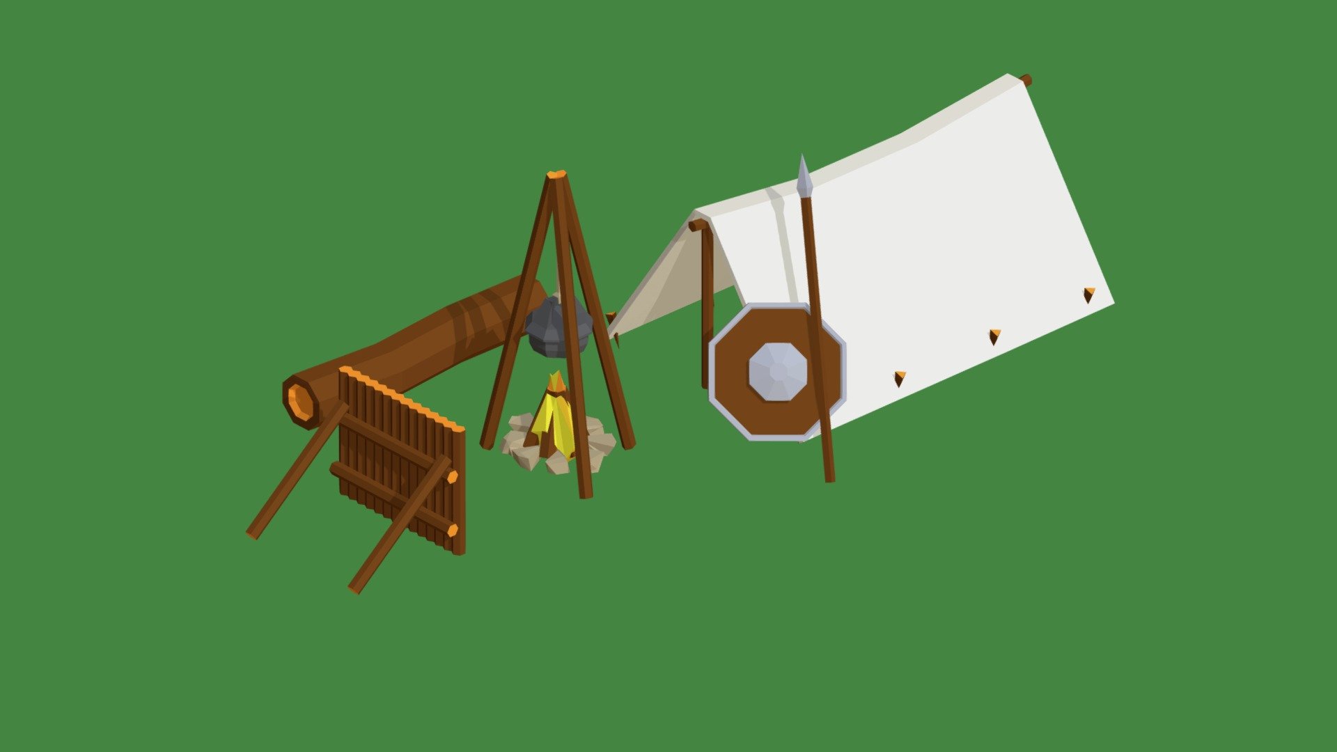 Low Poly Camp Scene - 3d Model By Valeri [166ba1c] - Sketchfab