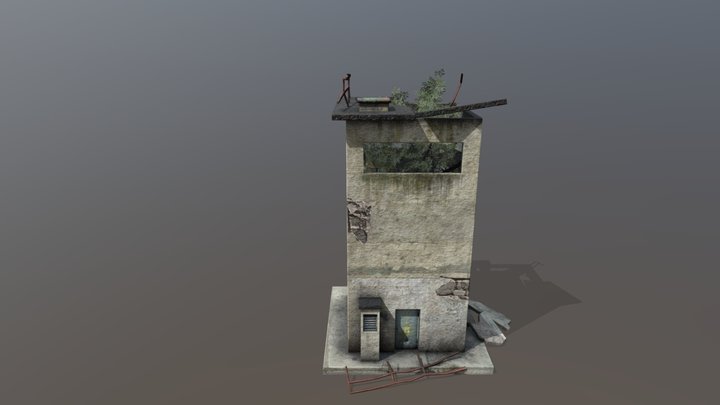 Damaged Watch Tower 3D Model