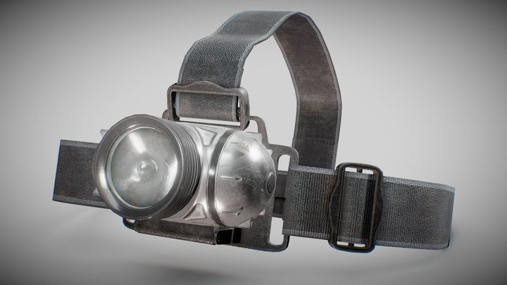 Modern headlamp flashlight on a strap 3D Model