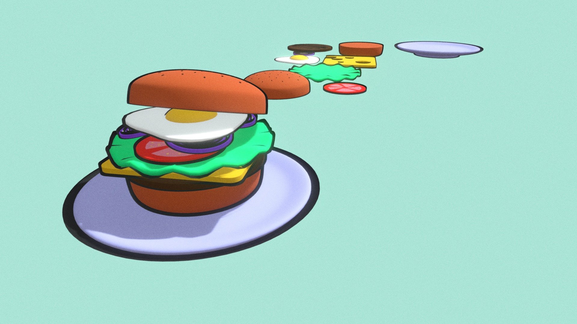 Hamburger with Toon Shader Free Downloadable