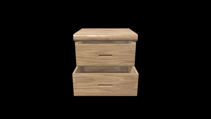 Wooden Bedside Table 3D Model