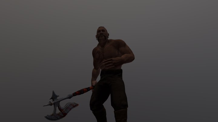 Shirtless warrior _ but animated 3D Model