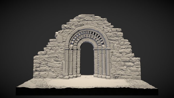 Nuns Church Portal - Clonmacnoise (Monochrome) 3D Model