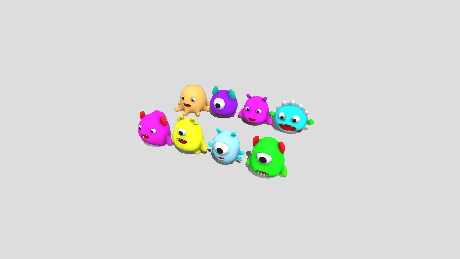 Free 8 Cartoon Monsters Pack - Download Free 3D Model By Noores (@nuks ...