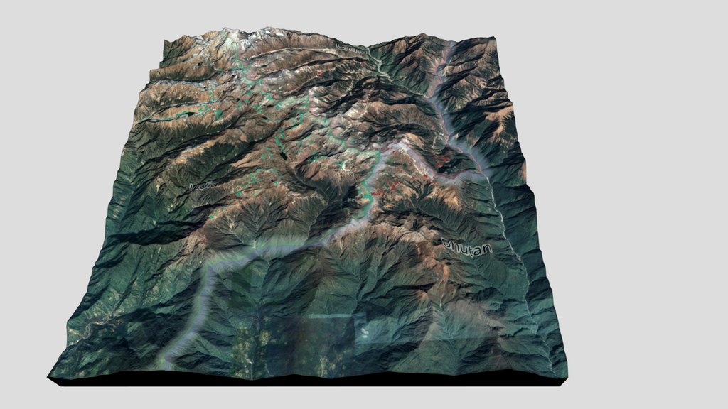 Doklam 3D Terrain Model - Satellite.
