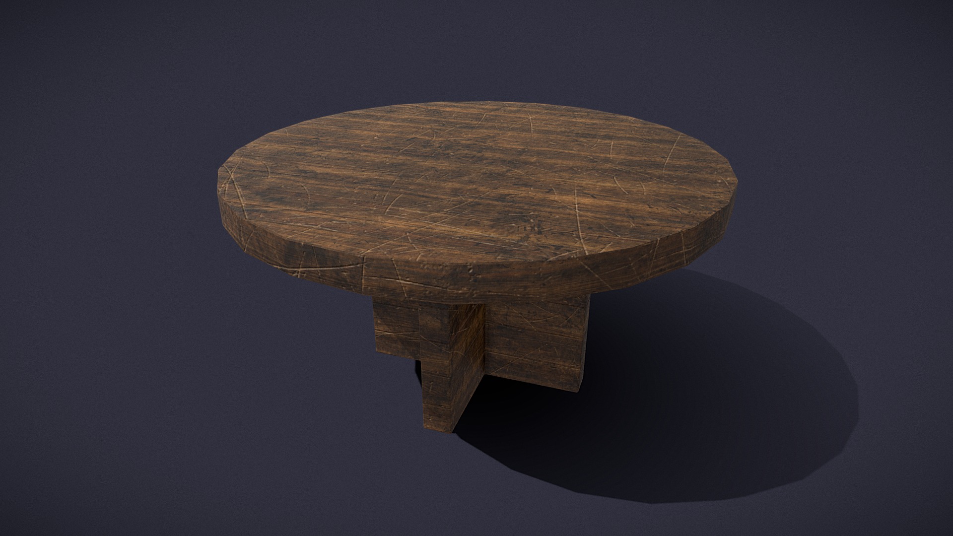 3D model Medieval Tavern Table - This is a 3D model of the Medieval Tavern Table. The 3D model is about a wooden table on a black background.
