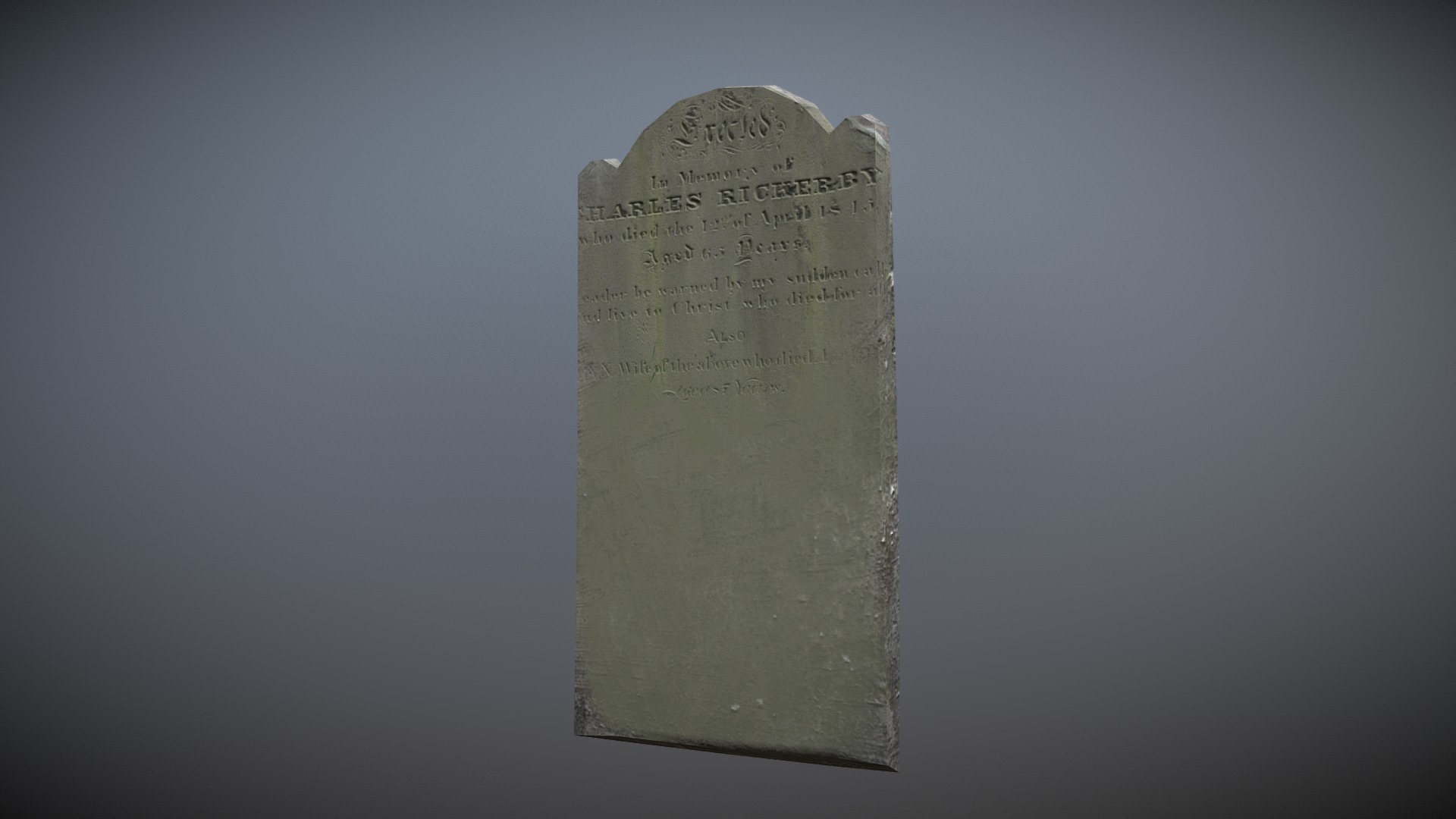 3D model Gravestone C - This is a 3D model of the Gravestone C. The 3D model is about text, letter.