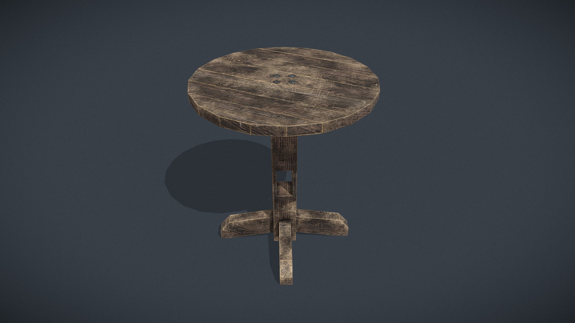 3D model Round_Tavern_Table - This is a 3D model of the Round_Tavern_Table. The 3D model is about a wooden table with a top.