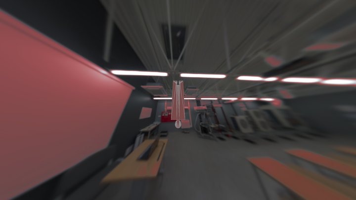 Straight track with train 3D Model