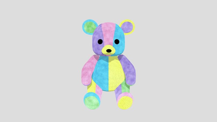 Pastel Teddy Bear 3D Model