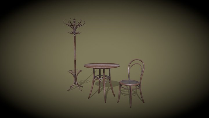 Furniture set for Viennese cafe 3D Model