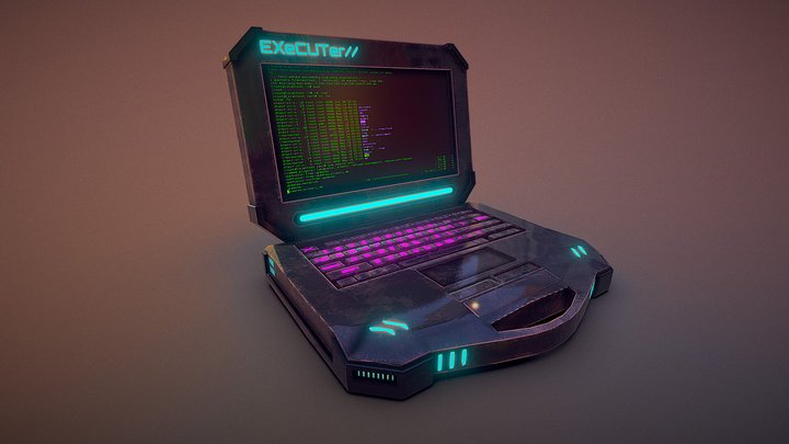 Cyberpunk Laptop (PBR GAME READY) 3D Model