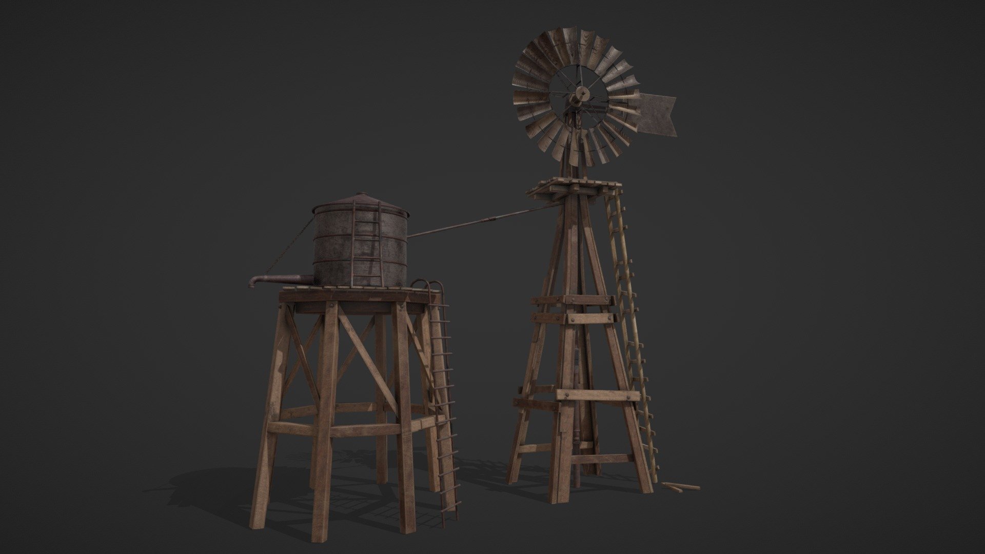 Windmill & Windpump Western Set - Buy Royalty Free 3D model by vdaquino ...