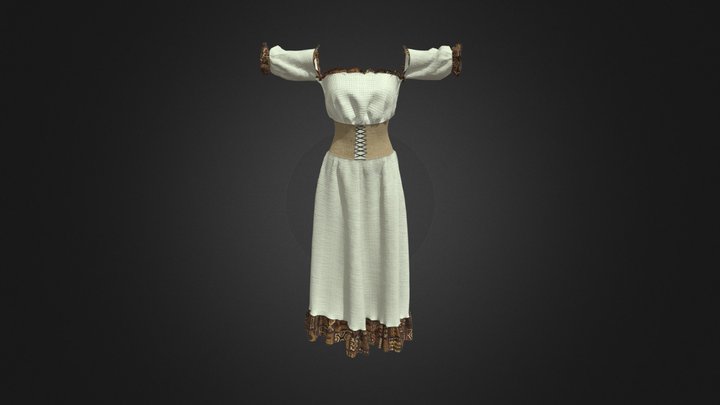 Vestido Criollo Colonial 3D Model