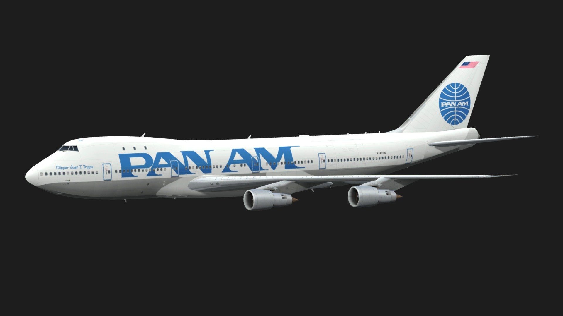 航空機・ヘリコプター PAN AM B747-100 N747PA Pan Am Boeing 747-100 - Download Free 3D model by OUTPISTON