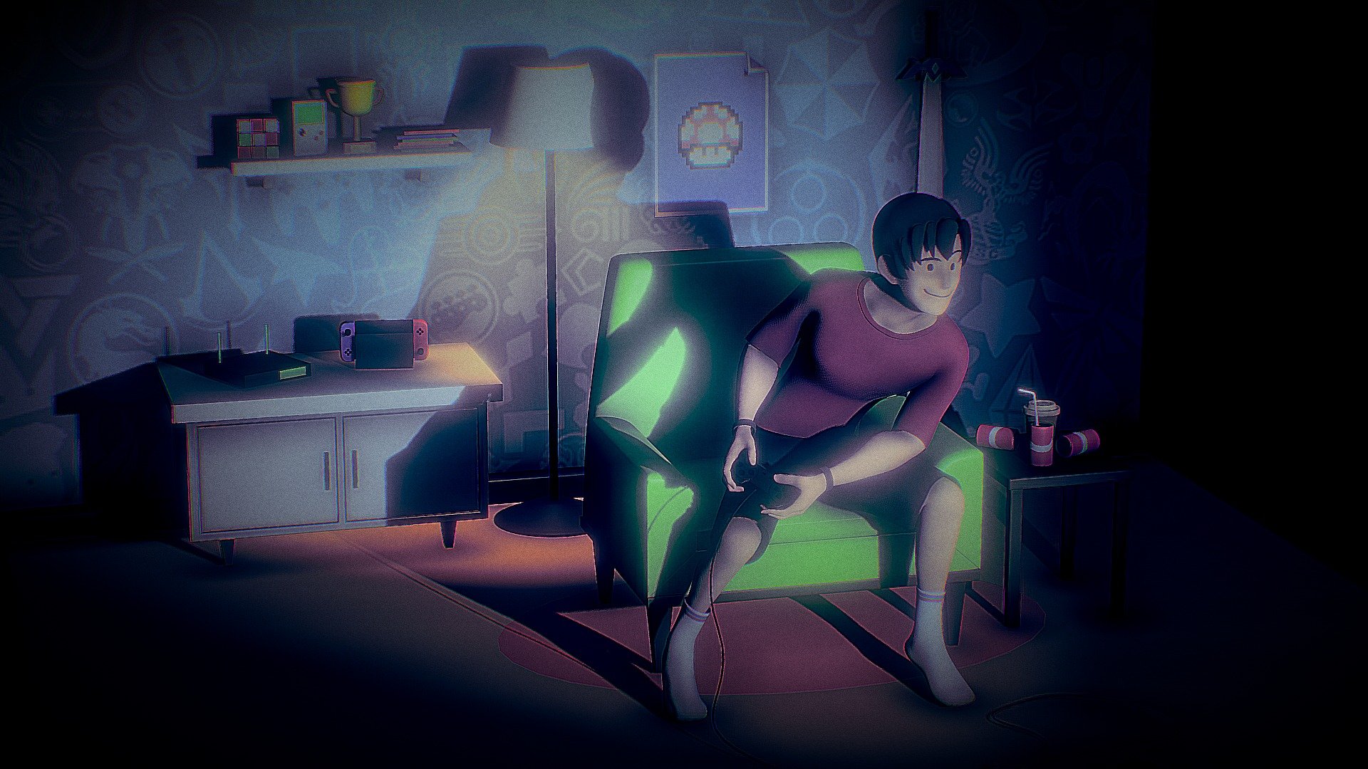 Sketchfab 3D Editor Challenge: Gaming Guy room