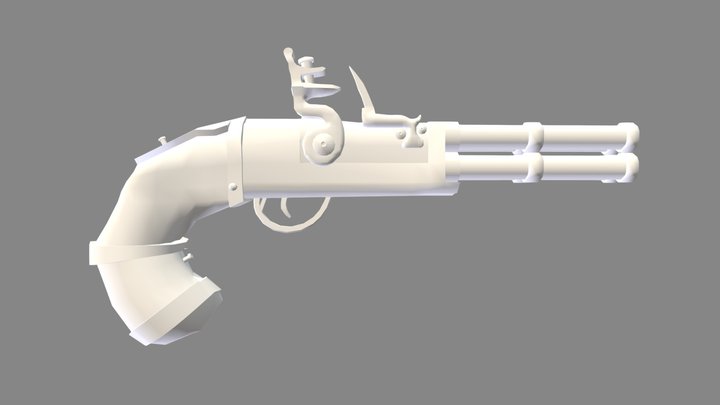 CT4012-2025 Quadruple Barrel Flintlock 3D Model