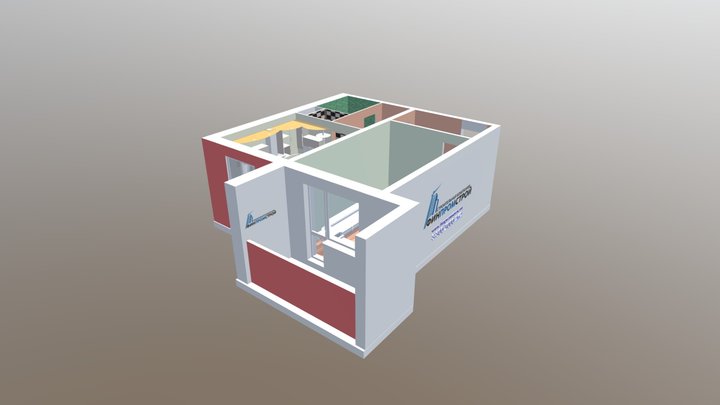 Однокомнатная квартира 33.9 кв.м. 3D Model